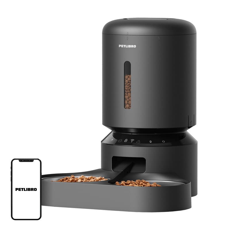 Dozirnik hrane Petlibro Granary z dvojno posodo, Wifi, 5L (črn)