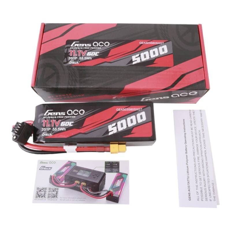 Gens ace G-Tech 5000mAh 11.1V 60C 3S1P kratka Lipo z XT60 5
