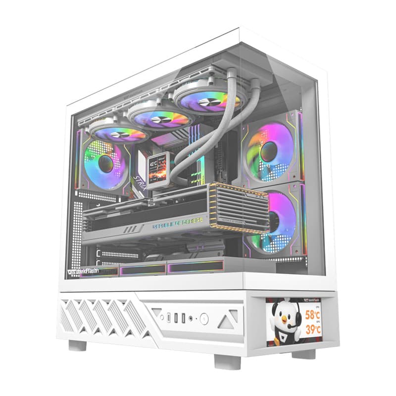 Računalniško ohišje DarkFlash DS950V z zaslonom (belo) + 6 ventilatorjev