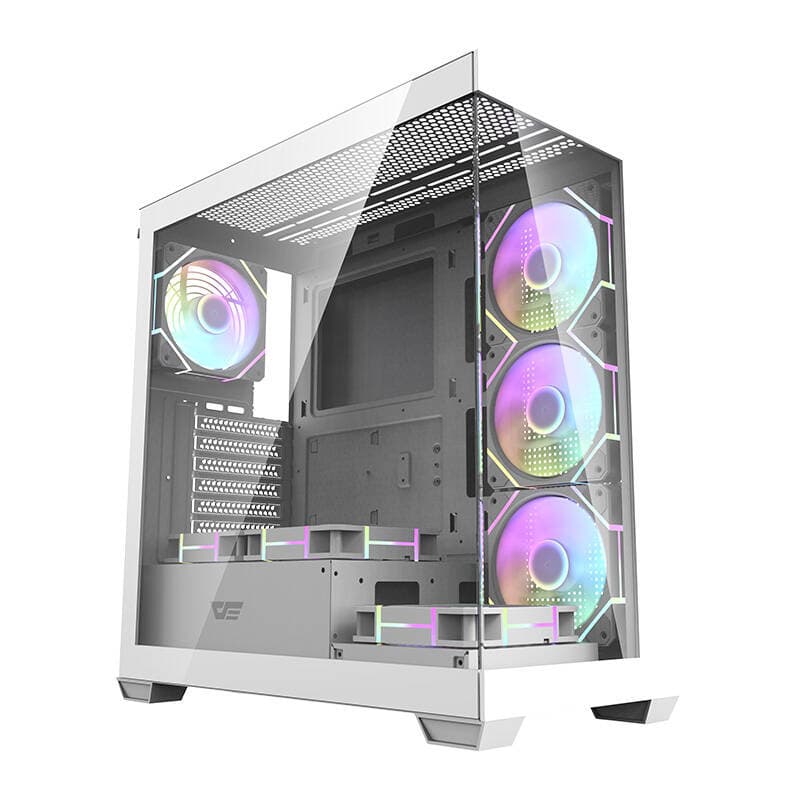 Računalniška ohišje Darkflash DS900 (belo) + 7 ARGB ventilatorjev