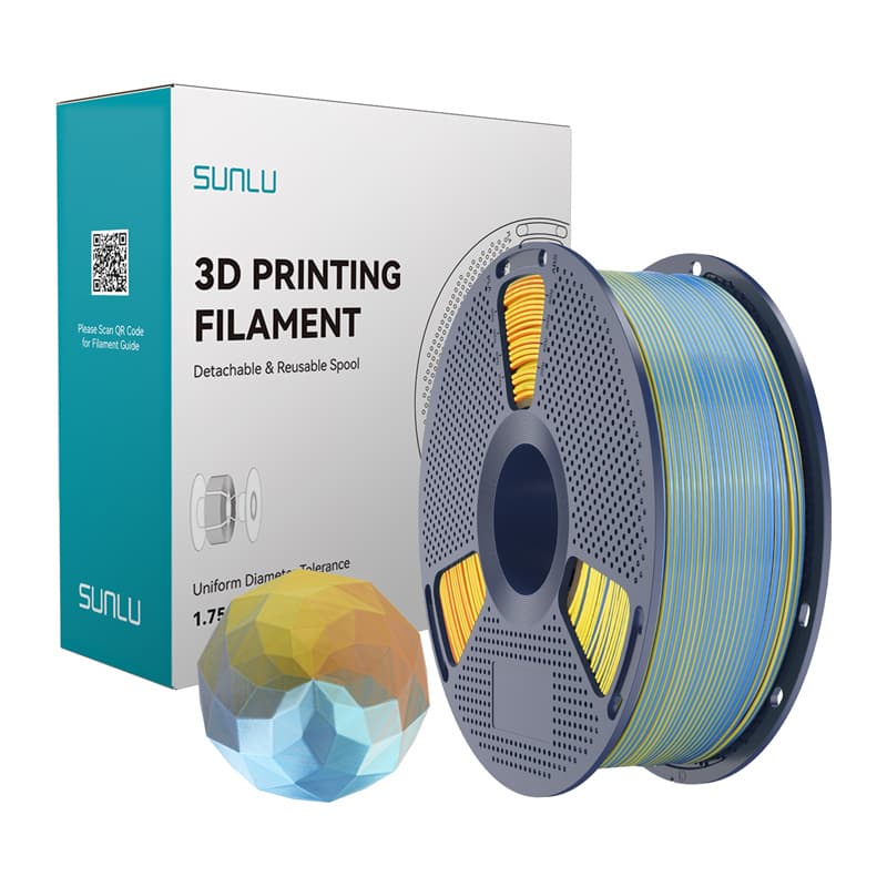 Sunlu PLA+ Silk Štiri-barvni filament (modro-vijolično-oranžno-rumena)