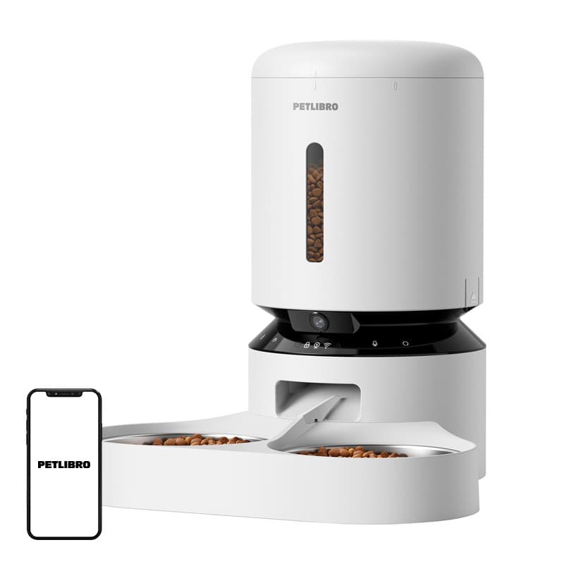 Petlibro Granary kamera razdelilnik hrane z dvojno posodo, 5L (bel)