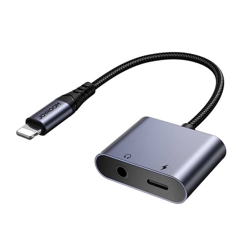 2v1 avdio adapter Joyroom SY-L01 Lightning na 3.5mm + Lightning (črn)