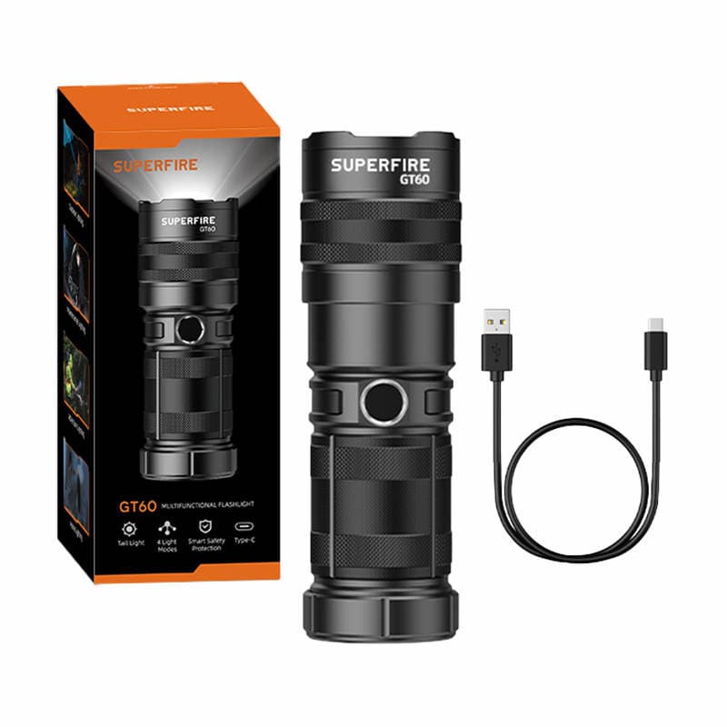 Superfire GT60 LED svetilka, 2600 lm, 2 načina, USB-C polnilna