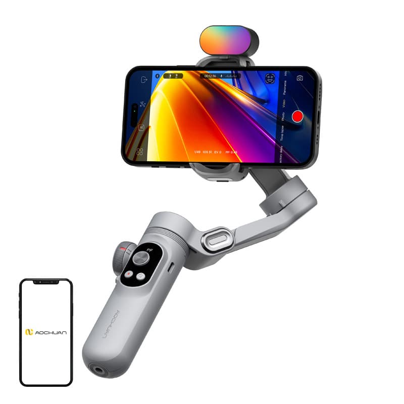 AOCHUAN X Pro Gimbal z RGB osvetlitvijo (Siv)