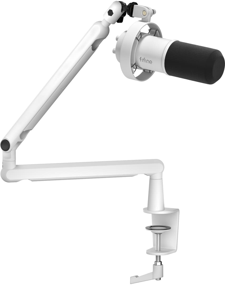 Dinamični mikrofon Fifine T688W (bel) z mikrofonskim stojalom