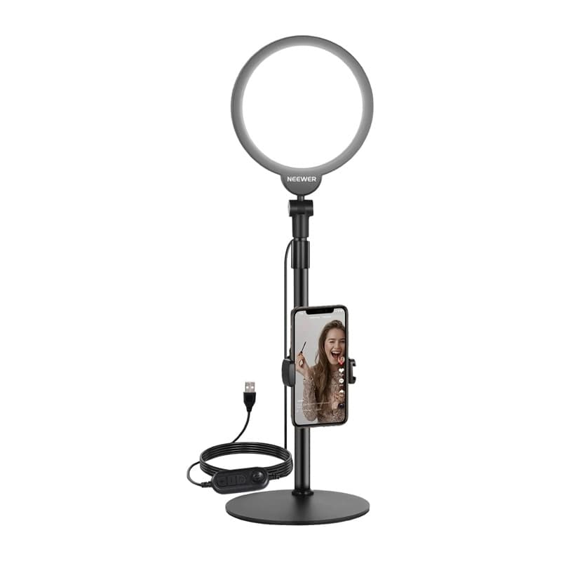 Neewer R06 okrogla LED luč za selfije z nastavki za telefon