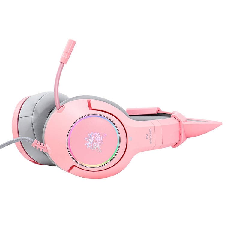 ONIKUMA K9 roza RGB gaming slušalke z mačjimi ušesi 5