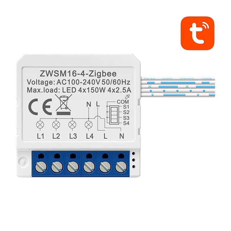Pametni modul ZigBee Avatto ZWSM16-W4 TUYA (4-kanalni)