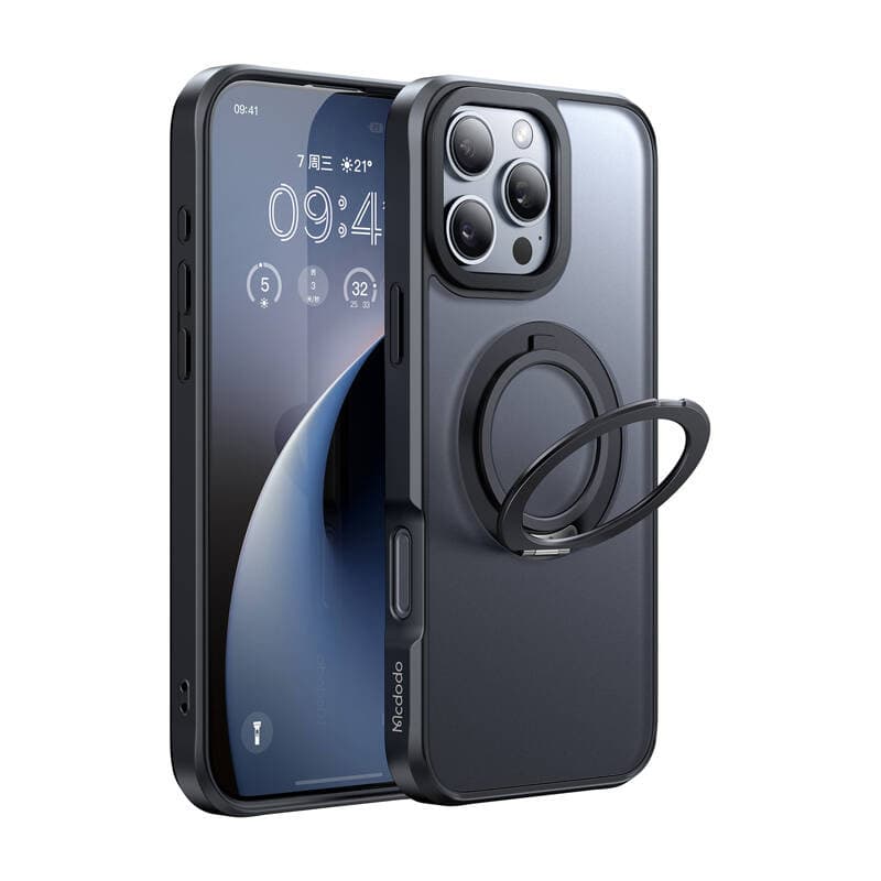 McDodo PC-4933 MagSafe ovitek za iPhone 16 Pro Max z oporočno podporo (črn)