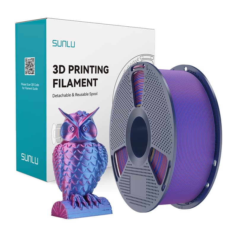 Sunlu PLA+ Silk Dvobarvni filament (rdeča in modra)