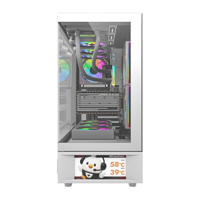 Računalniško ohišje DarkFlash DS950V z zaslonom (belo) + 6 ventilatorjev 3