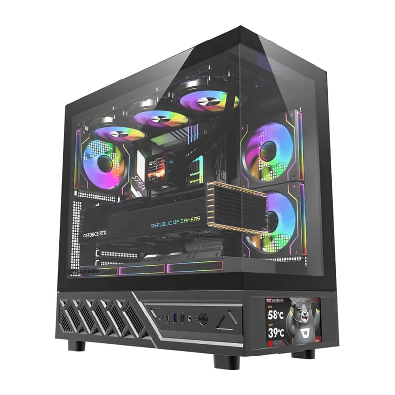 Računalniško ohišje DarkFlash DS950V z zaslonom (črno) + 6 ventilatorjev