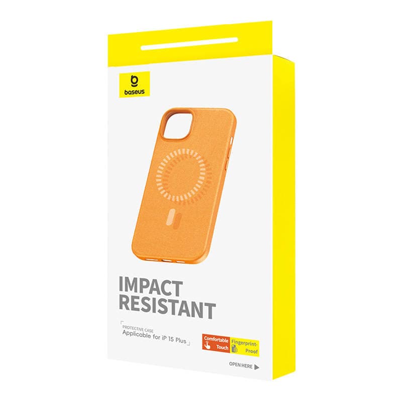 Baseus Fauxther Series magnetni ovitek za iPhone 15 Plus (oranž) 3