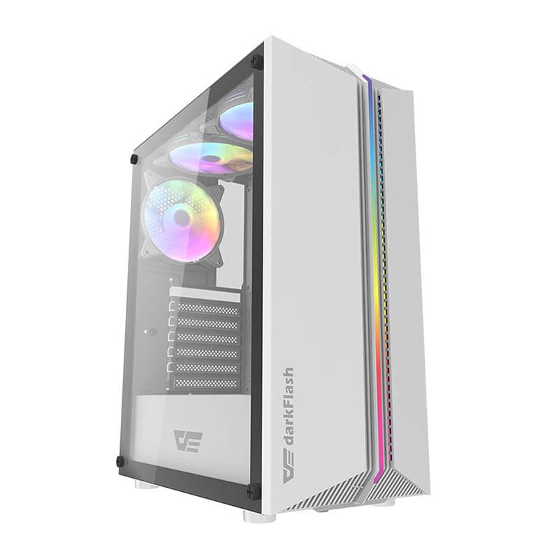 Računalniško ohišje Darkflash DK151 LED, belo + 3 RGB ventilatorje