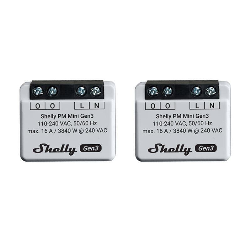 Shelly PM Mini Gen3 merilnik porabe, 2 kosa, WiFi/Bluetooth