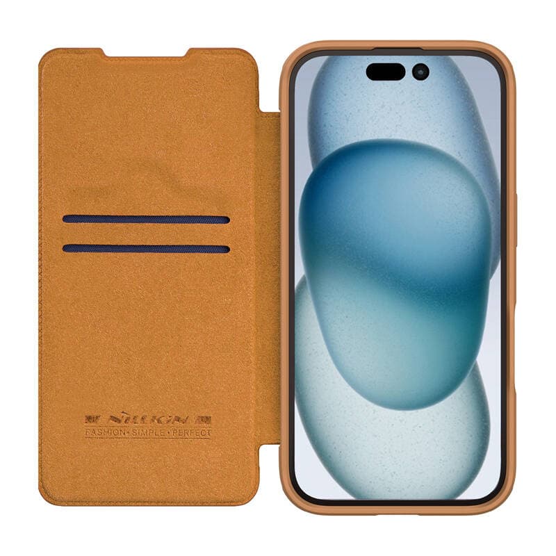Etui Nillkin Qin Prop Leather za iPhone 16 (rjav) 4
