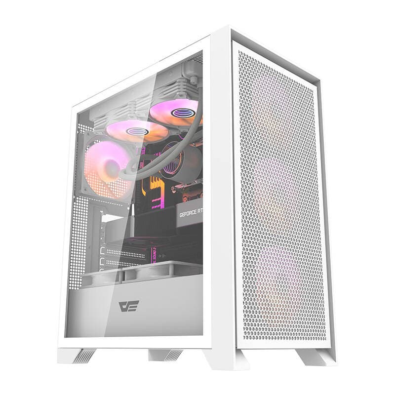 Ohišje Darkflash DRX70 MESH (belo) + 4 RGB ventilatorji - odlično hlajenje in stil