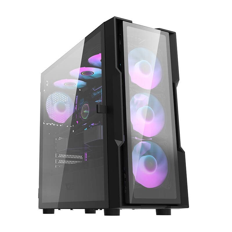 Računalniška ohišje Darkflash DK431, črno, s 4 RGB ventilatorji