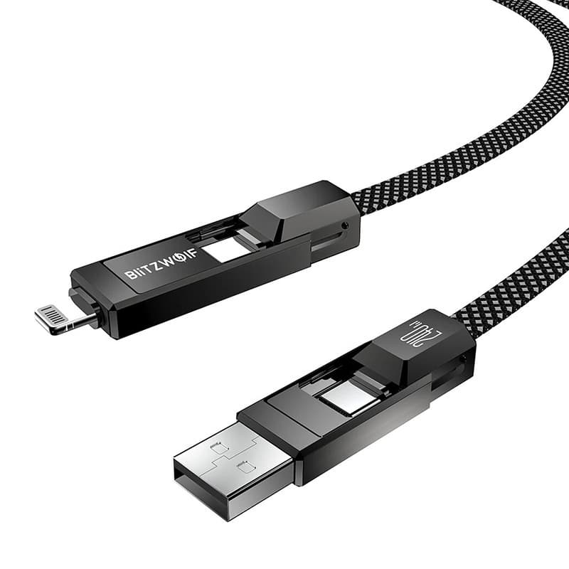 Večnamenski kabel Blitzwolf BW-HDC7 USB-A/C + Lightning, 240W, 1.2m (črn) 5
