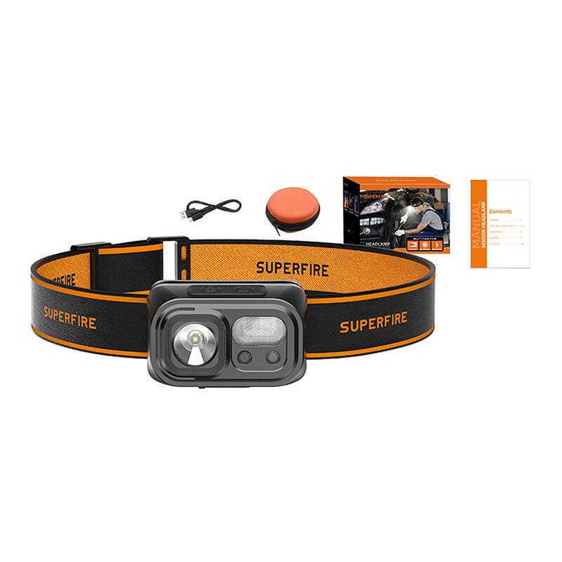 Superfire HL23-S naglavna svetilka, 350lm, USB-C 2