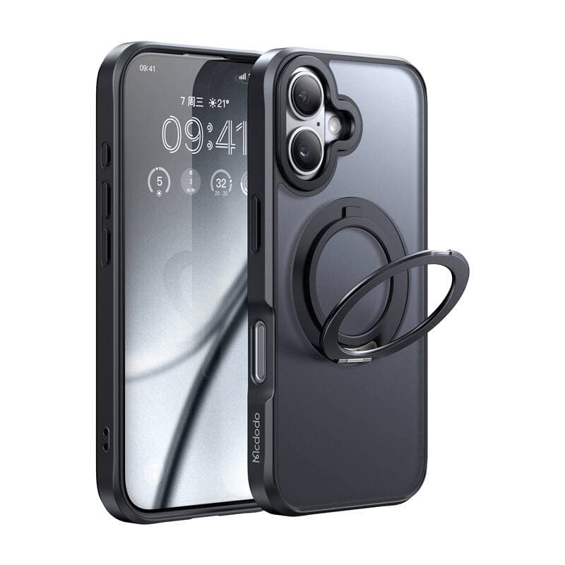 Mcdodo PC-4931 MagSafe ovitek za iPhone 16 Plus z oporočno podporo (črn)