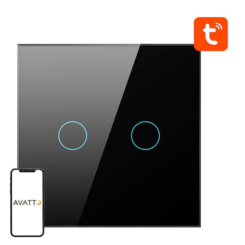 Pametno stikalo ZigBee Avatto ZTS02-EU-B2 2S TUYA (črno)