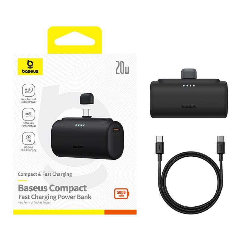 Baseus Compact Powerbank 5000mAh, 20W, USB-C (Črna) 8
