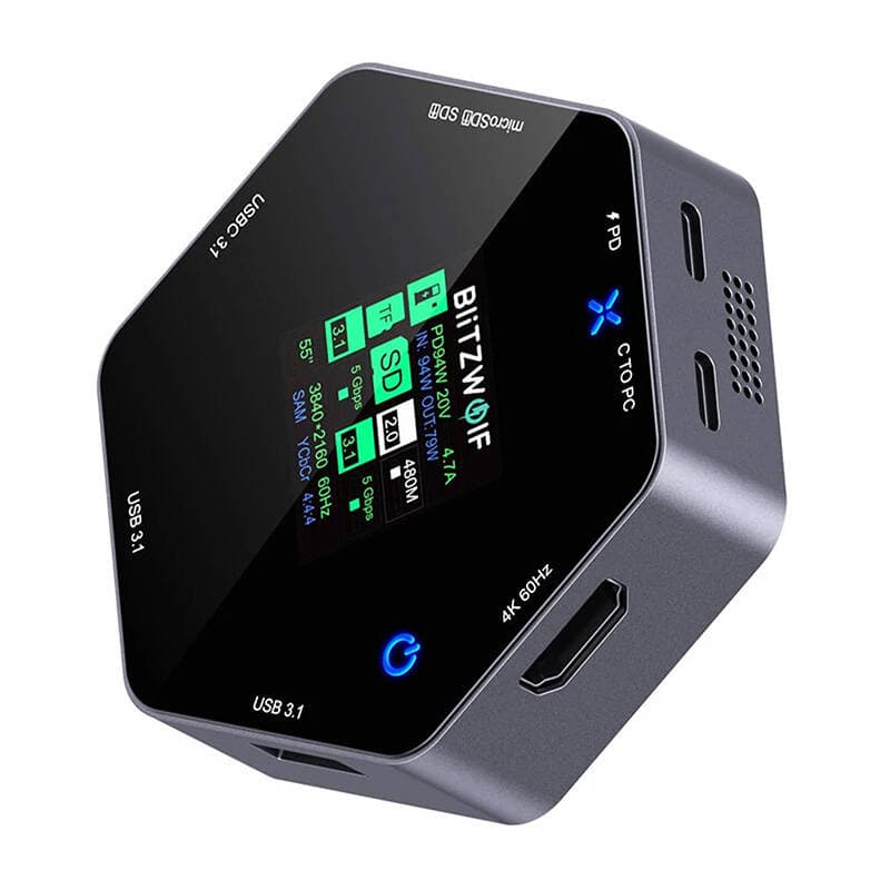 Blitzwolf BW-TH16 8-v-1 priklopna postaja z LCD zaslonom, 100W