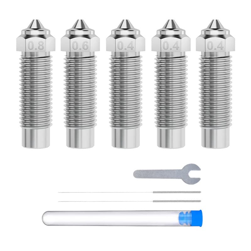 ELEGOO Neptune 4 Plus / 4 Max - Komplet kaljenih jeklenih šob (0,4 mm x3, 0,6 mm x1, 0,8 mm x1)