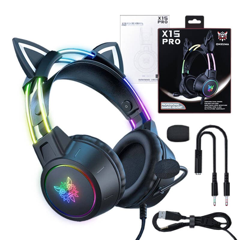 Gaming slušalke ONIKUMA X15 PRO (črne, mačje uhe) 2