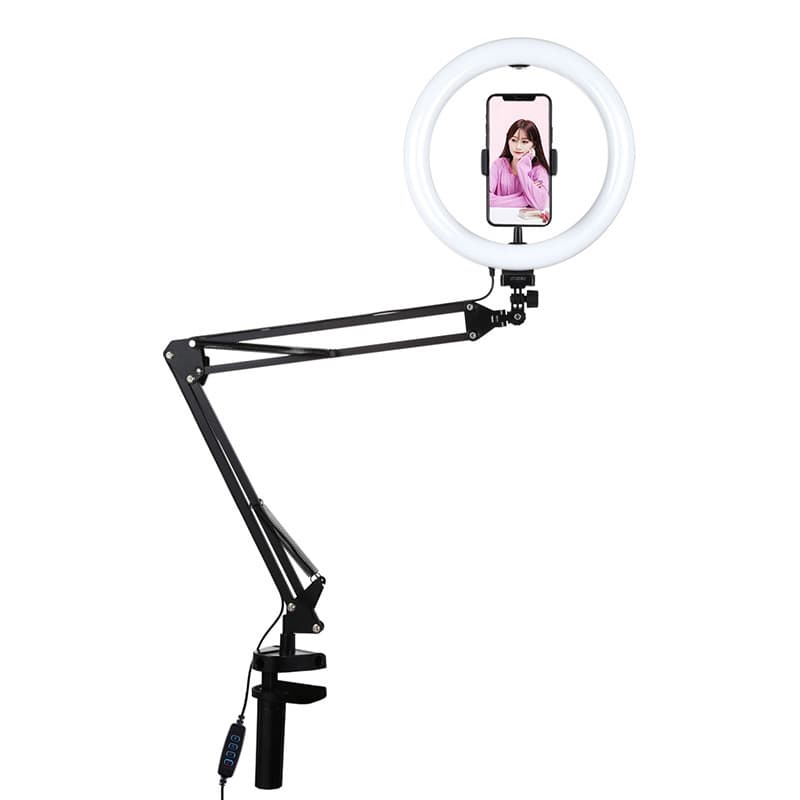 Puluz LED obročna svetilka s stojalom za vlogging PKT3090B, 26 cm
