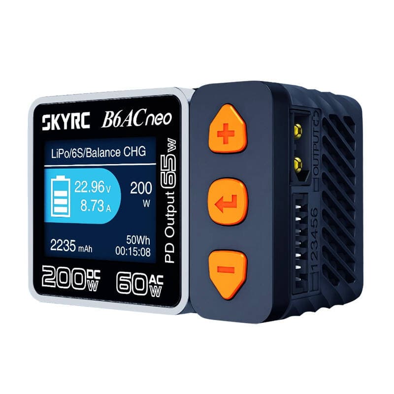 Polnilnik SkyRC B6AC Neo - kompaktna moč 200W (DC) / 60W (AC) s tehnologijo GaN