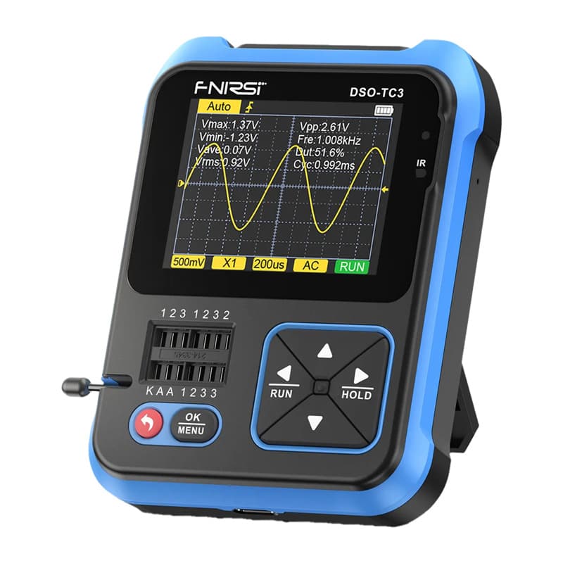 FNIRSI DSO-TC3 ročni osciloskop, tester tranzistorjev, generator signalov 3 v 1
