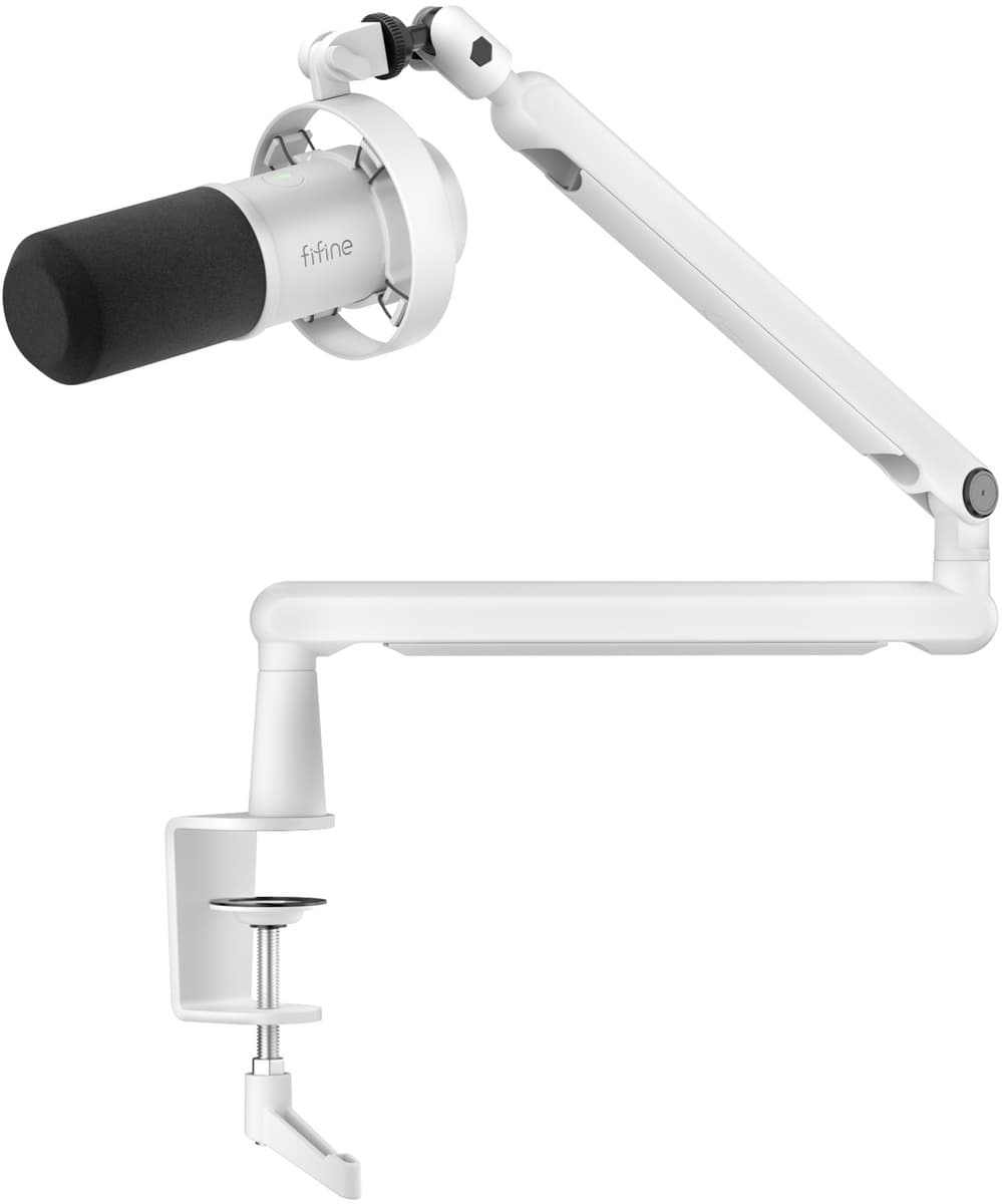 Dinamični mikrofon Fifine T688W (bel) z mikrofonskim stojalom 3
