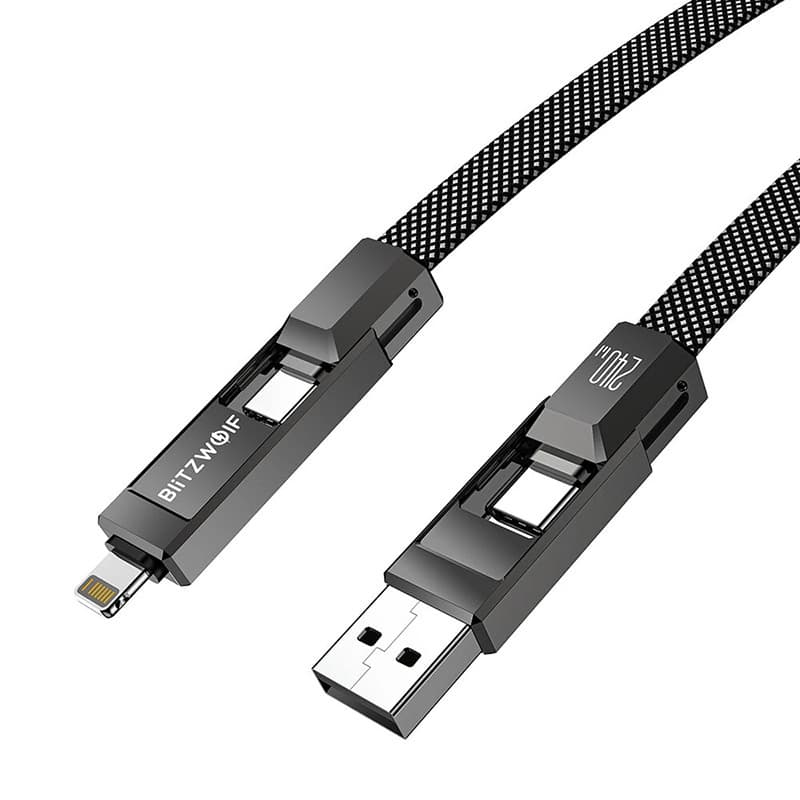 Večnamenski kabel Blitzwolf BW-HDC7 USB-A/C + Lightning, 240W, 1.2m (črn) 3