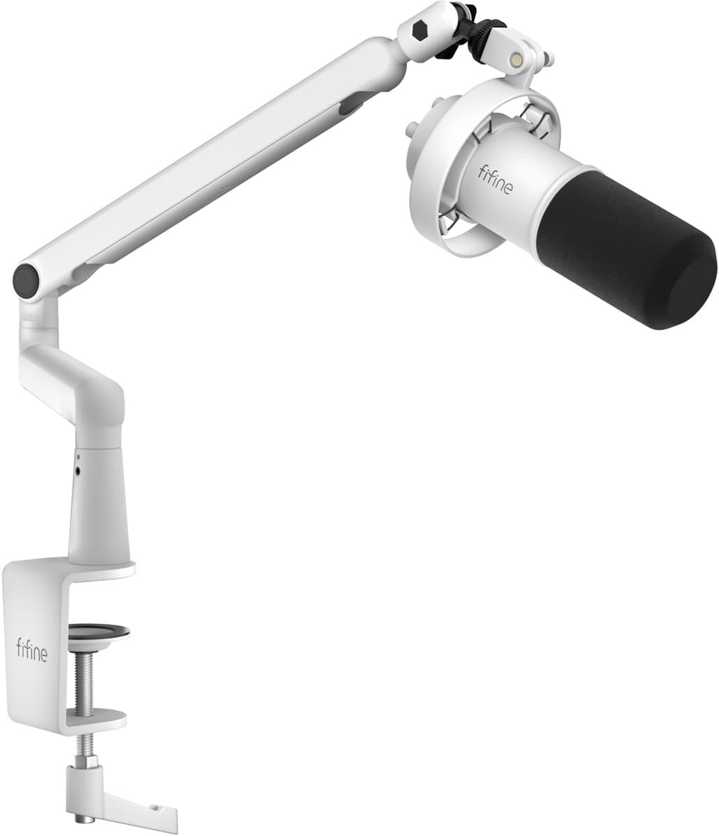 Dinamični mikrofon Fifine T688W (bel) z mikrofonskim stojalom 2