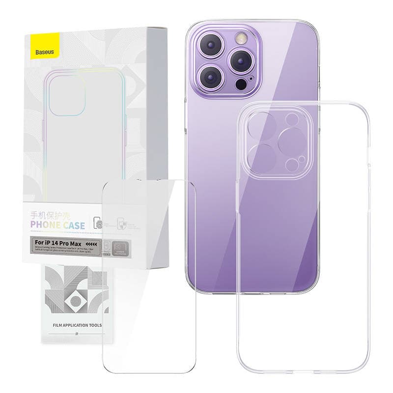 Transparenten ovitek in kaljeno steklo Baseus Corning za iPhone 14 Pro Max