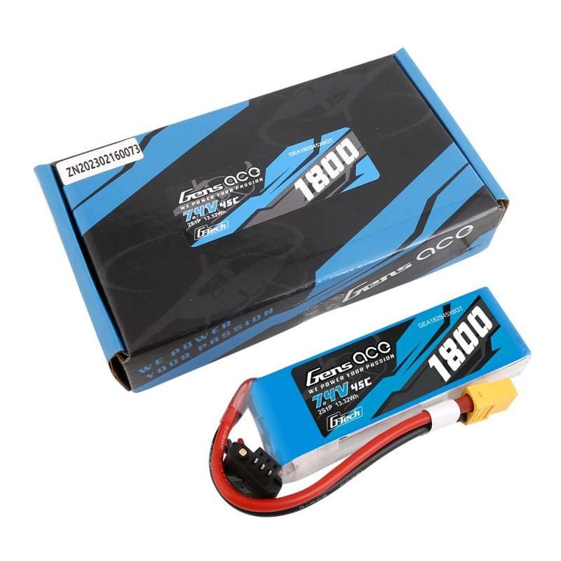 GensAce G-Tech LiPo baterija 1800mAh 7.4V 45C 2S1P XT60 5