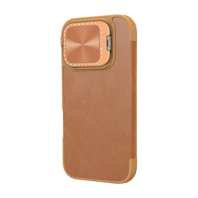 Etui Nillkin Qin Prop Leather za iPhone 16 (rjav) 3