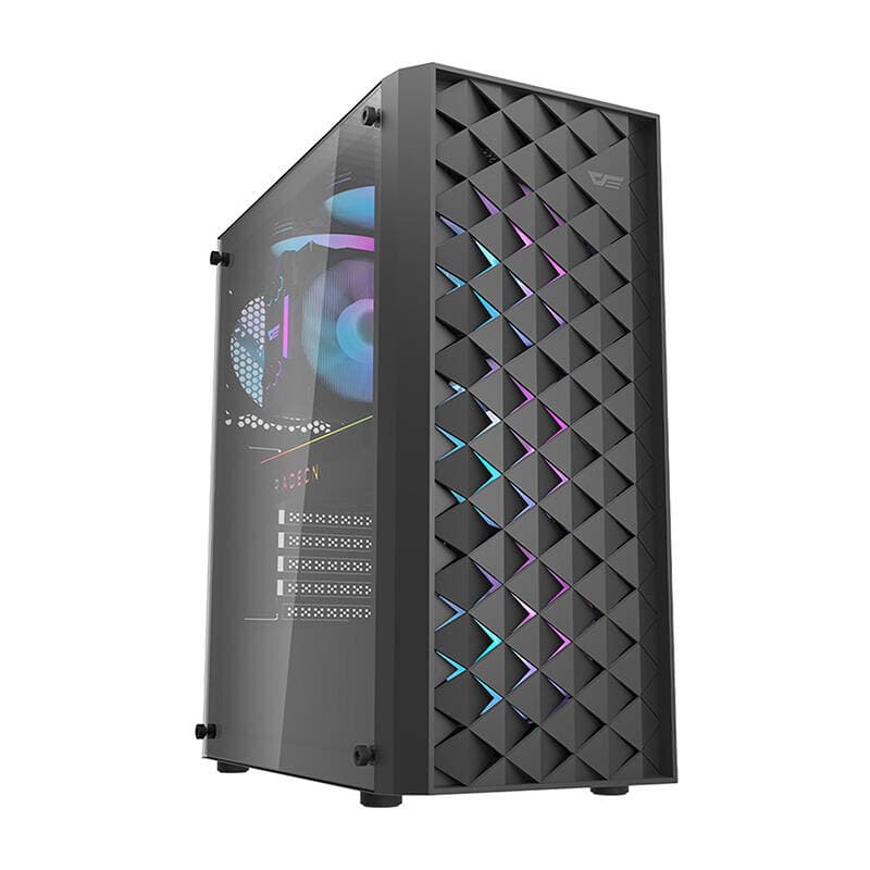 Računalniško ohišje Darkflash DK351 (črno) + 4 RGB ventilatorji