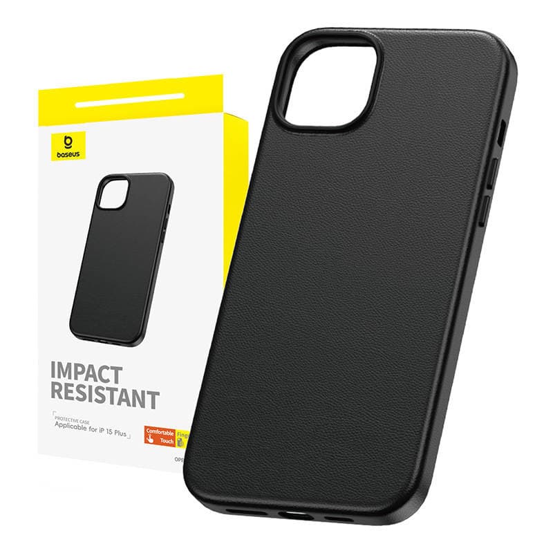 Baseus Fauxther Series ovitek za iPhone 15 Plus (črn)