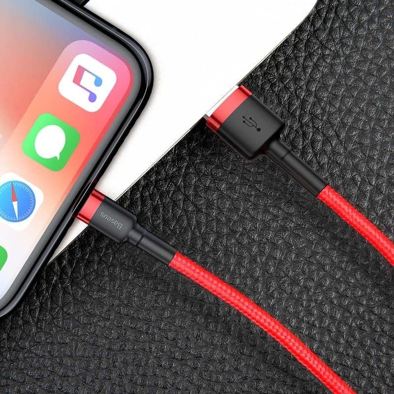 Baseus Cafule USB Lightning kabel 2.4A, 1m (črna + rdeča) 7