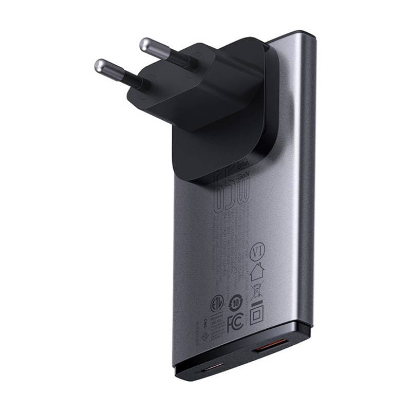 Baseus GaN5 omrežni polnilnik 65W, 1x USB-C, 1x USB-A 3