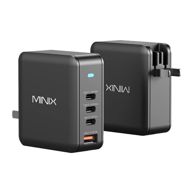 Minix P165 GaN Stenski Polnilnik, 3x USB-C, 1x USB-A 2