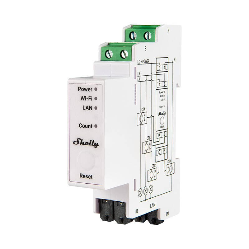Shelly PRO 3EM 120A 3-fazni merilnik energije, WiFi/Bluetooth