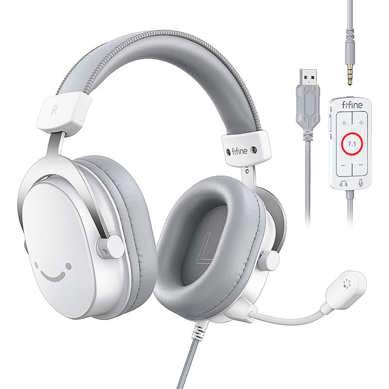 Fifine H9W gaming slušalke (bele) 3