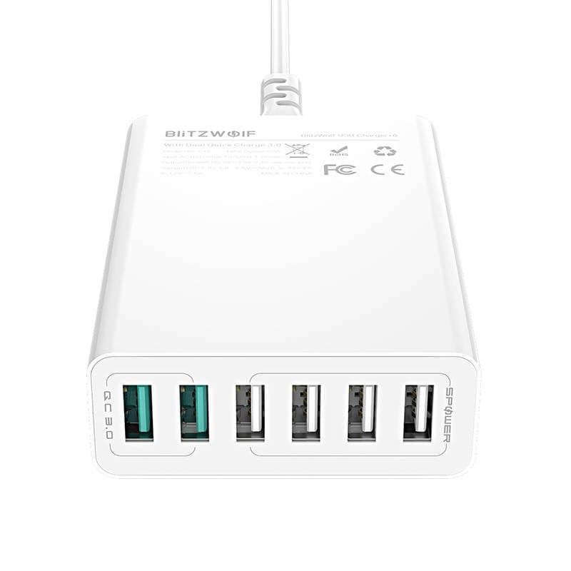 Blitzwolf BW-S15 USB polnilnik, 60W, QC 3.0 (bel) 2