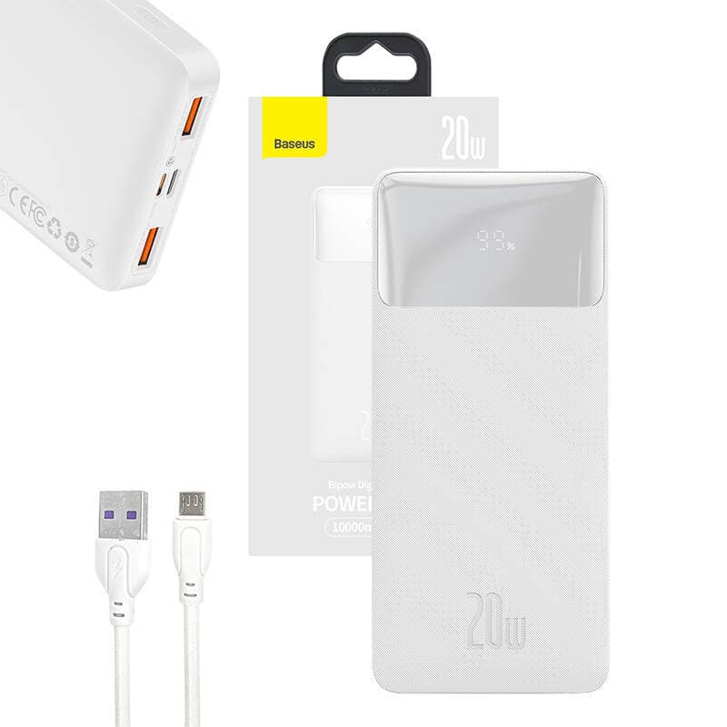Baseus Bipow 10000mAh, 20W (bela) - Prenosni polnilnik 8