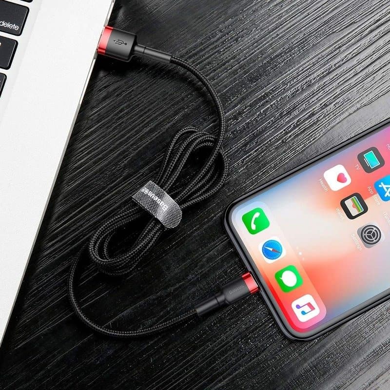 Baseus Cafule USB Lightning kabel 2.4A 1m (Rdeča+Črna) 8